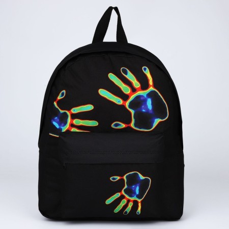 Backpack school textile "imprint", with a pocket, black color-1