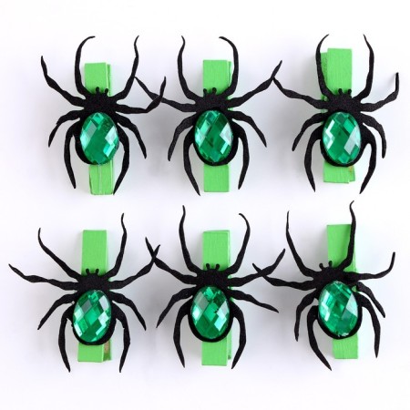 Set of decorative clothespins "Spiders" 6 pcs., Mix-3