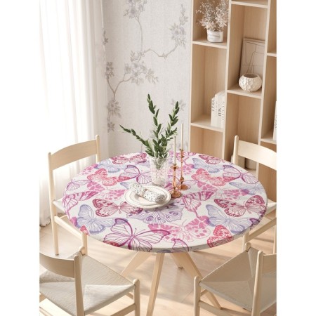 The tablecloth “Bright butterflies”, round, oxford, elastic band, size 140x140 cm, diameter 105-120 cm-2