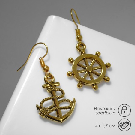 Earrings Metal "Sailor", Color Black Gold
