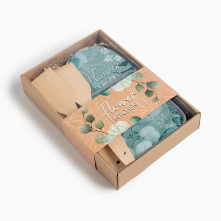 Set gift shade Flower Kitchen: mittens 20x28 cm, take 17x17 cm, 2 shoulder blades-7