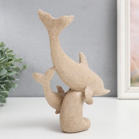 Polystone souvenir "Two dolphins" Sand 8x19x22 cm-2
