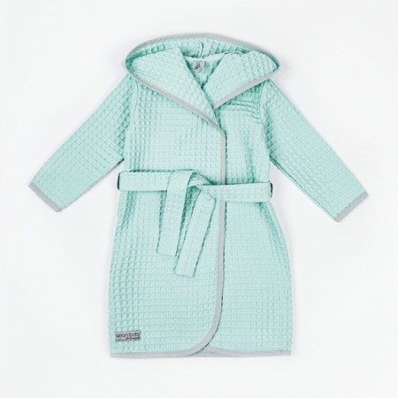 Халат детский с капюшоном Amarobaby Waffle, рост 134-140 см, цвет мятный-7
