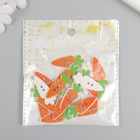 Buttons wood for creativity 2 punctures "Carrot-Smail" set 20 pcs 1.3x3.5 cm-3