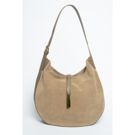Sobo bag female, natural suede, ludor beige, 37x11x28 cm
