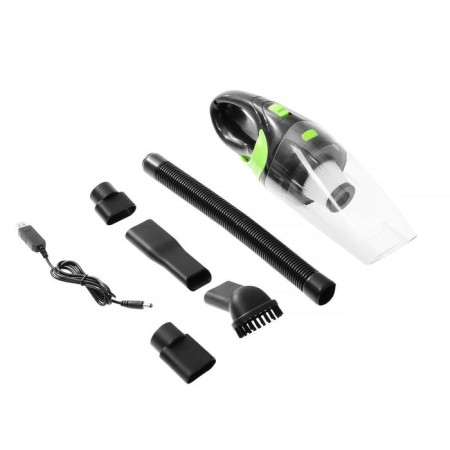 Vacuum cleaner car cartage, wireless, 3 nozzles, 130 watts, 12 V, black-green
