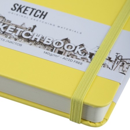 Sketchmarker sketchbook, 210 x 300 mm, 80 sheets, solid cover of artificial leather, lemon, block 140 g/m2-3