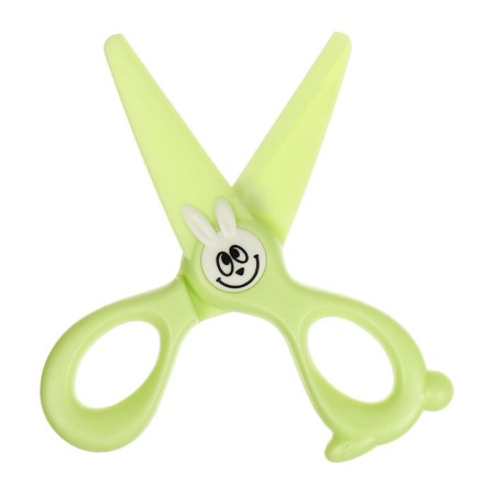 Scissors 11.8 cm plastic handles, rounded ends of the blades, Green Bunny Calligrata-3