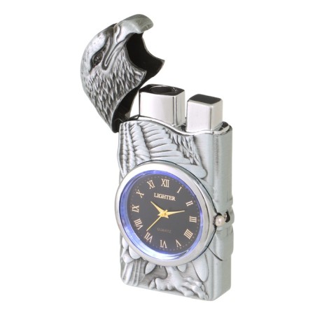 Gas lighter with a clock "Eagle", piezo, flame adjustment, 7.8 x 3.7 x 1.2 cm-3