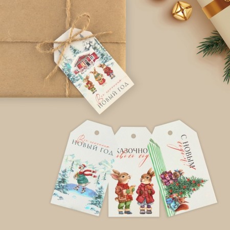 Schildik is decorative in the set “Happy New Happiness”, 6 pcs, 5 x 9 cm, New Year-1