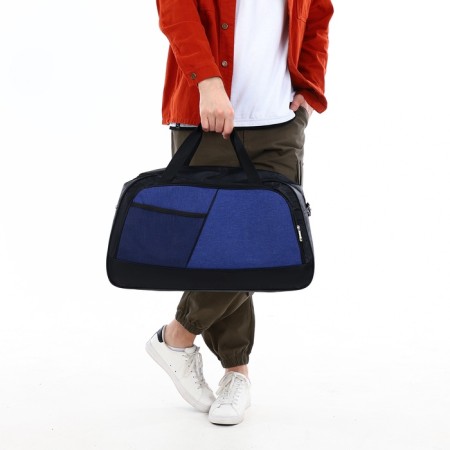 Road bag on lightning, 2 outer pockets, long belt, black/blue color-5