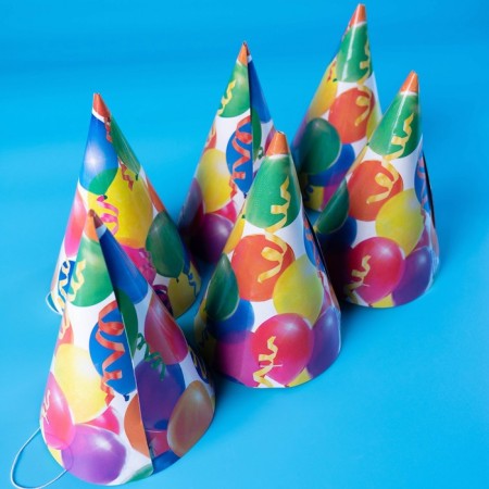 Paper cap “holiday”, balls and serpentine, set of 6 pcs.-6