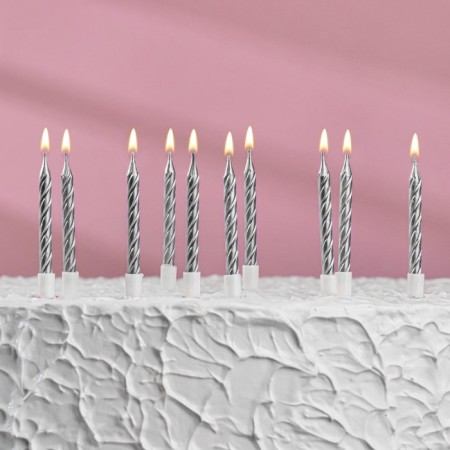 Candles in the cake "Spiral", 10 pcs, medium, 5 cm, metallic-5