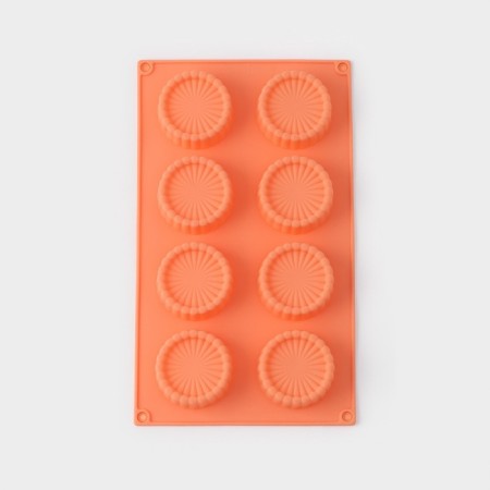 Baking uniform “Conddy”, silicone, 29 × 17 × 2.1 cm, 8 cells (D = 6 cm), Orange color-1