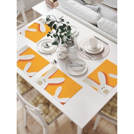 A set of napkins for setting the table "Easter hares of Naiv", rectangular, size 32x46 cm, 4 pcs