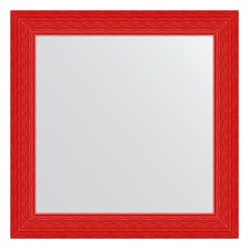 Mirror in the baguette frame, red wave 89 mm, 80x80 cm