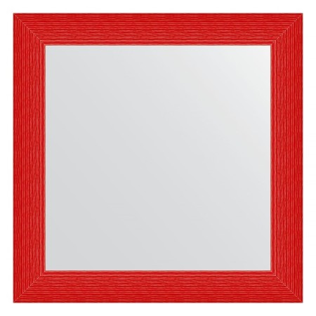 Mirror in the baguette frame, red wave 89 mm, 80x80 cm