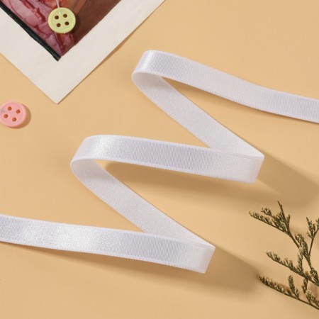 Gum for straps, shiny, 10 mm, 50 ± 0.5 m, white color