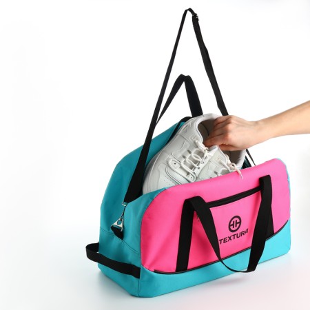 Female sports bag, textura, average size, turquoise/pink color-6