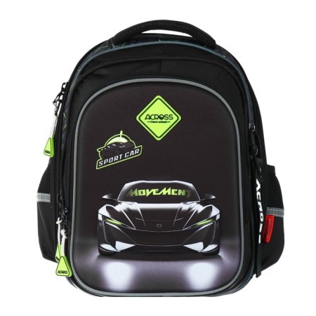 School backpack 40x33x15cm, ergonomic back, Across 410, gray/green-2