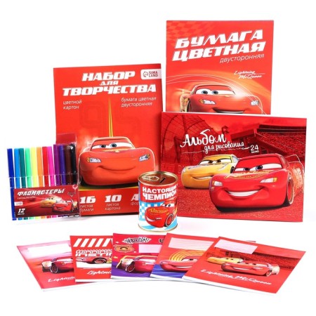 Gift set for a first grader, 10 items, cars-4