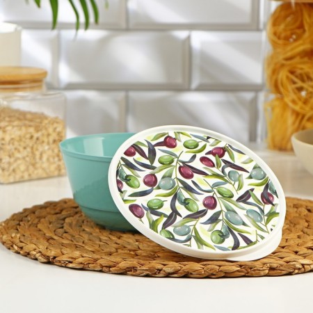 Bowl with a lid "Oliva", 1 l, 17 × 16.2 × 8 cm, green color-1
