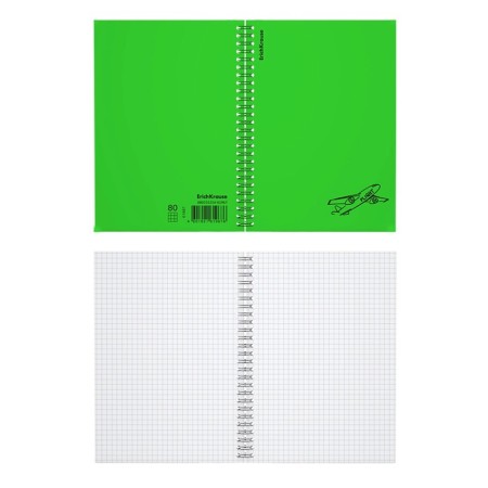 Notebook A5 80 sheets in a cage on a spiral Erichkrause Motion, with a plastic cover green,-1