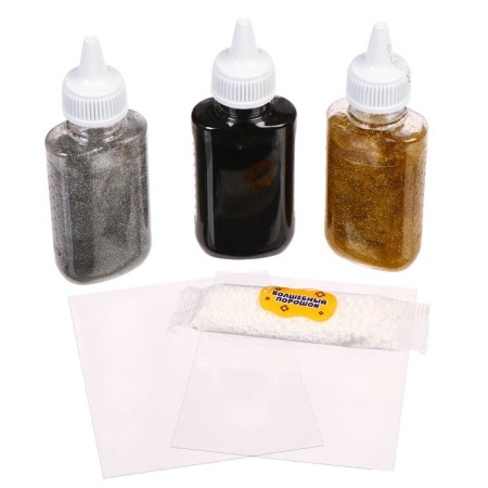 Set for the manufacture of figures from colored gel, gold-serebly-1