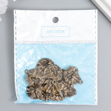Decor for creativity Metal "Frog on a sheet" Bronze set 12 pcs 1.7x2.1 cm-2
