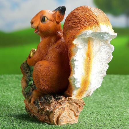 Garden figure "Squirrel with a nut on a stump" 25x12x23cm-3