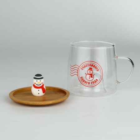 Glass mug with a "happy New Year" lid, 350 ml-3