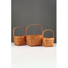 Set 3 pcs of wicker baskets 26x19x12, 20x15x11, 17x11x10 cm, handle h = 20/14/12 cm