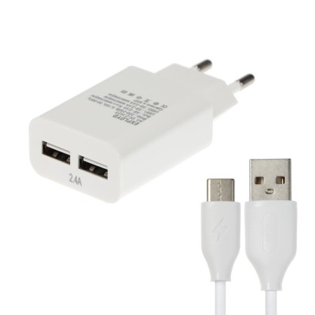 EXPLOYD EX-Z-1425, 2 USB, 2.4 A, Type-C cable, 1 m, white.