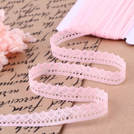 Capricon lace, 12 mm × 10 ± 1 m, light pink color