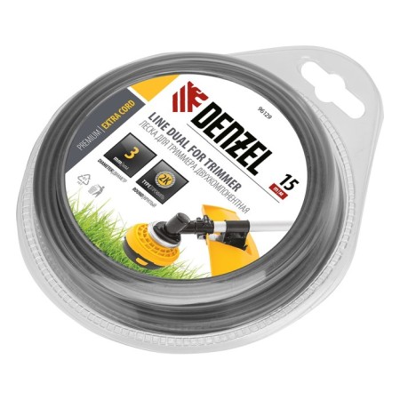 Trimmer fishing line two -component Denzel 96129, Extra Cord, Round, 3 mm x 15 m