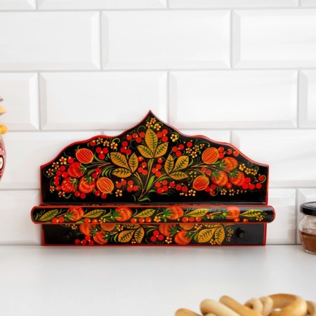 Set "Berry", 6 items: 2 boards, 3 banks, shelf 30 cm, Khokhloma-3