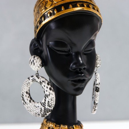 Souvenir Polystone stand "African in a golden device, with earrings in the ears" 25x15x15 cm-5