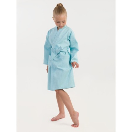 Waffle children's robe "kimono", size 38, blue color-1