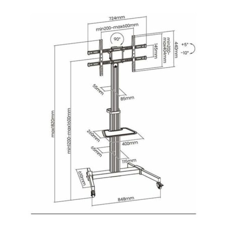 Stage for the TV Ultramounts UM307W White 37 "-86" Max.50kg floor mobile-3