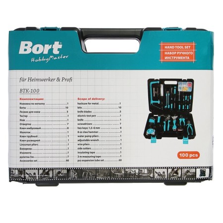 Набор ручного инструмента Bort BTK-100, сталь CrV, 100 предметов в чемодане-4