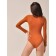 Female body with a deep round neck and long sleeve Body Manica Lunga, size 48, color nut.