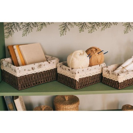 Basket for storage laid handmade Daulka "Polyanka", 22 × 16 × 10.5 cm, medium, brown color-4