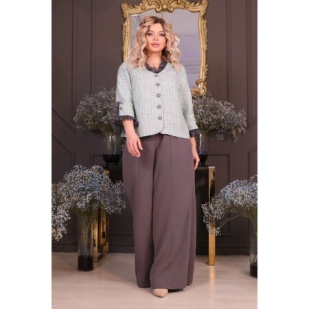 Female trousers, size 52, gray color-5