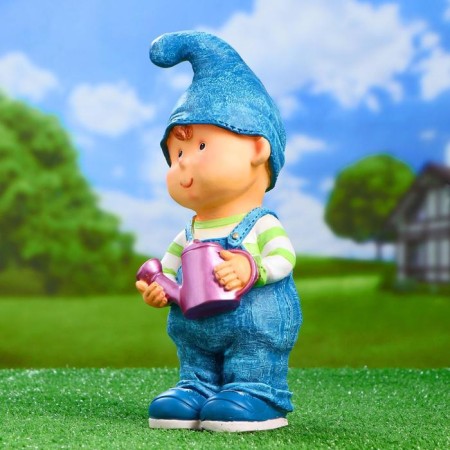 Garden figure "Boy-Gnom with a watering can" 13x13x33cm-1