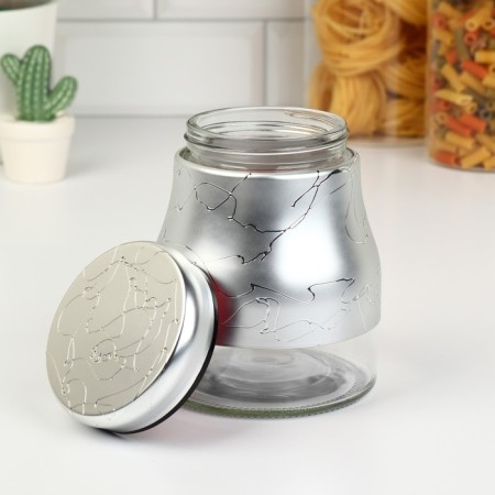 A set of glass cans for bulk products “Marble”, 850 ml, 11.5 × 14.5 cm, 3 pcs, silver color-3