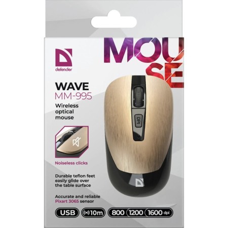 Mouse Defender Wave MM-995, wireless, optical, 1600 dpi, 1xaa (not in compli), brown-7