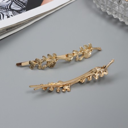 Invisible hair "Audrey" (set 2 pcs) leaflets, 8 cm, gold-1
