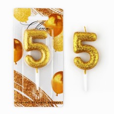 A candle for a cake, a number, shiny 
