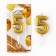A candle for a cake, a number, shiny "5", gold, 4 x 10 cm.