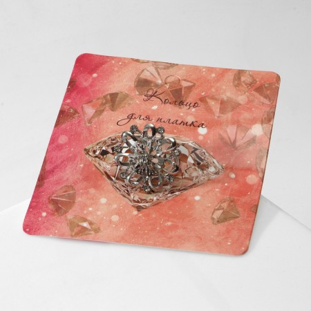 Ring for the scarf "flower" voluminous with rhinestones, white color in silver-4